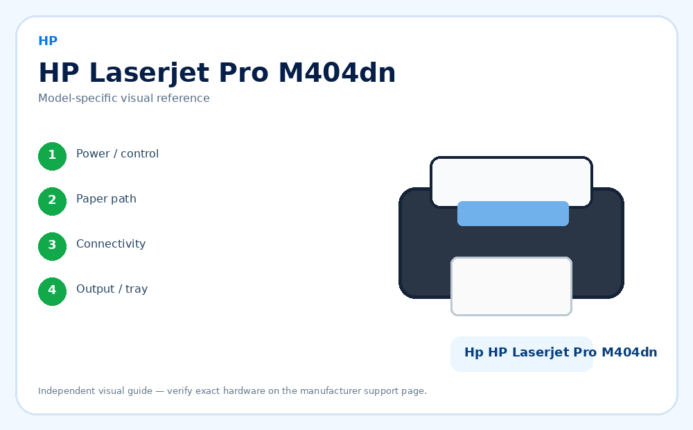Hp HP Laserjet Pro M404dn model-specific visual reference